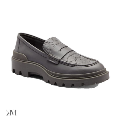 Men's Coach Loafer With Signature Print Charcoal, side profile