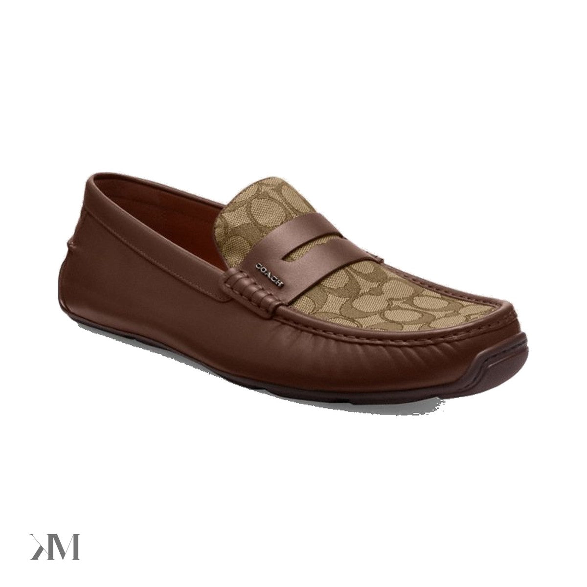 Men's Coach Liam Driver In Signature Jacquard Dark Saddle