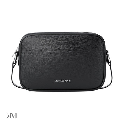 Jet Set Pebbled Leather Camera Crossbody Bag Black Black