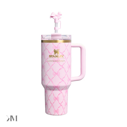 Stanley 1913 x LoveShackFancy Holiday Quencher H2.0 Flowstate Tumbler | 40 OZ Baby Bow Pink Peppermint Baby Bow Pink Peppermint