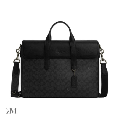 Coach Sullivan Signature Canvas Portfolio Brief, side profile