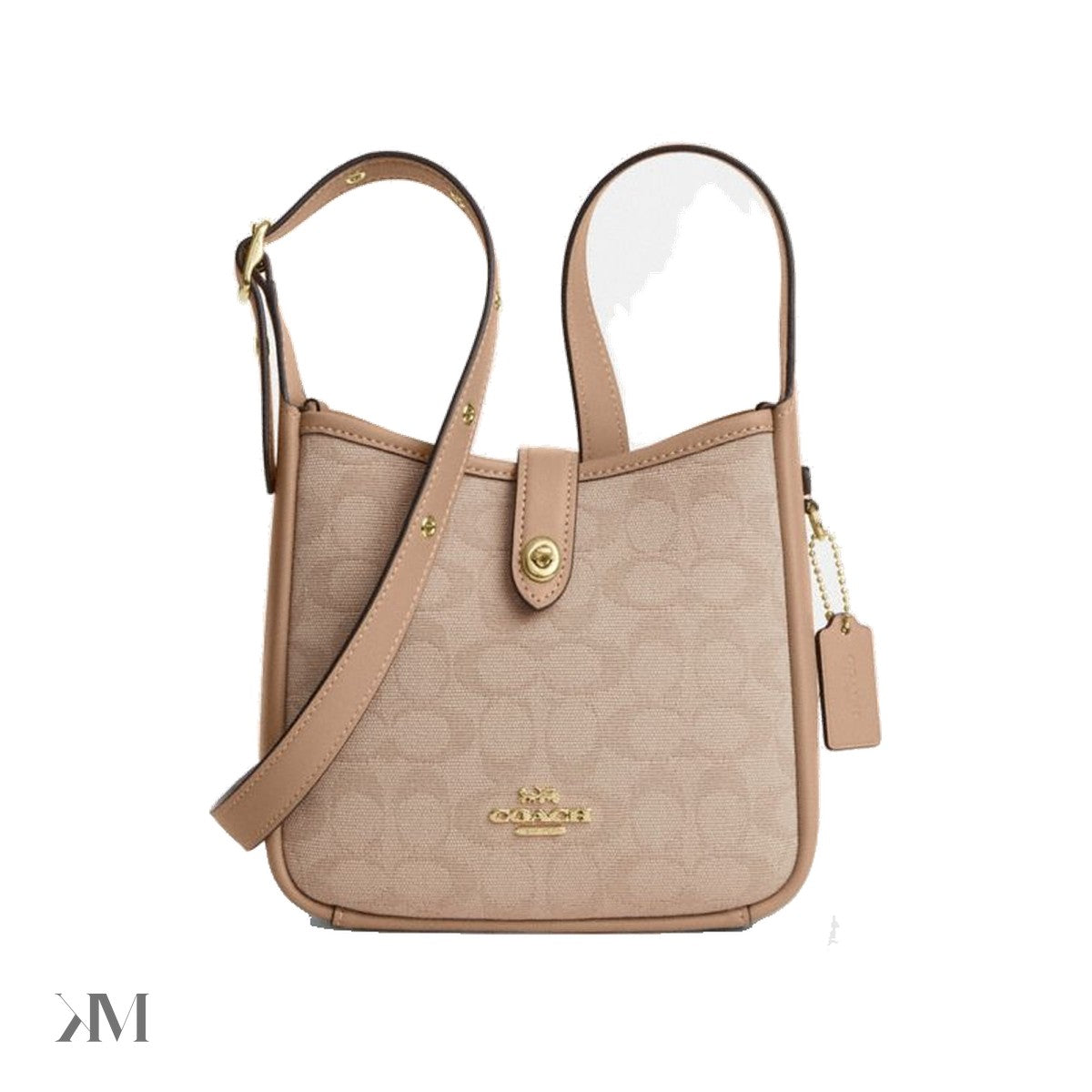 Coach Hadley Mini Crossbody Bag With Signature Canvas Gold