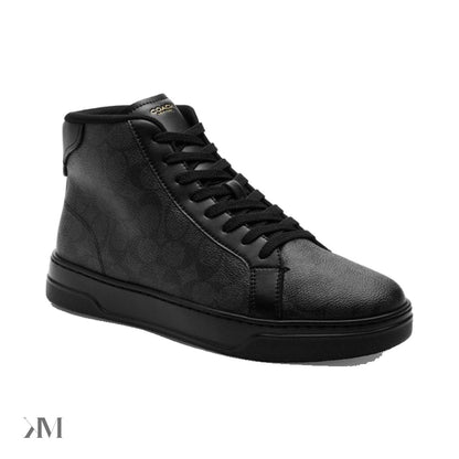 Coach High Line High Top Sneaker in Graphite Black signature canvas
