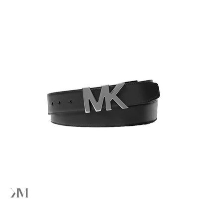 Reversible Signature Logo and Leather Belt Black Black