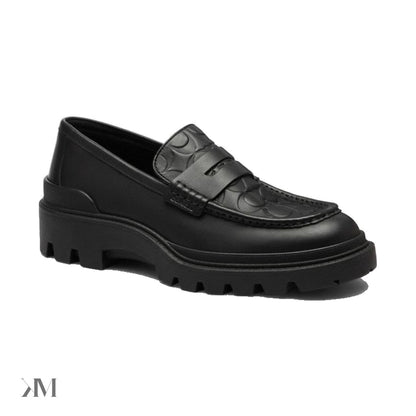 Men's Coach Loafer in Signature Leather Black, side profile