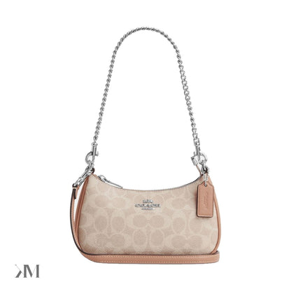 Women's Coach Teri Mini Crossbody Bag in Silver Sand Taupe, front