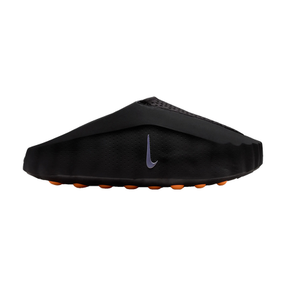 Nike Mind 001 recovery slide in black chrome with wide foam strap