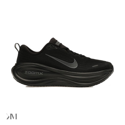 Nike Vomero Plus Black side profile showing full-length ZoomX foam midsole and mesh upper