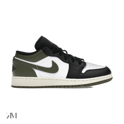 Jordan 1 Low Black Toe Medium Olive GS, side profile