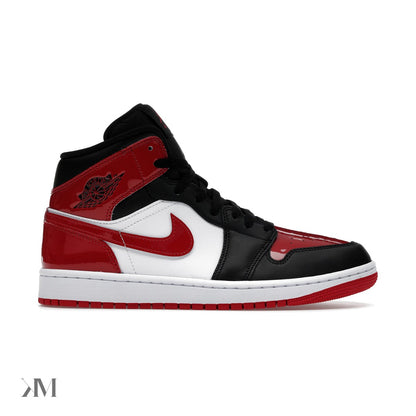 Jordan 1 Mid SE Patent Bred Toe, side profile