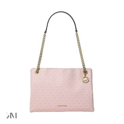 Christina Medium Signature Logo Messenger Bag Powder Blush Powder Blush