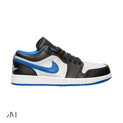 Nike Jordan 1 Low Black Game Royal Metallic Platinum, side profile