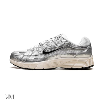 Nike P 6000 White Metallic Silver Flat Silver Black, side profile
