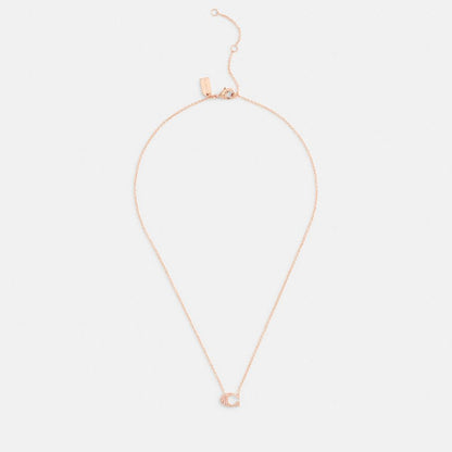 Coach Pave Signature Necklace Rose Gold