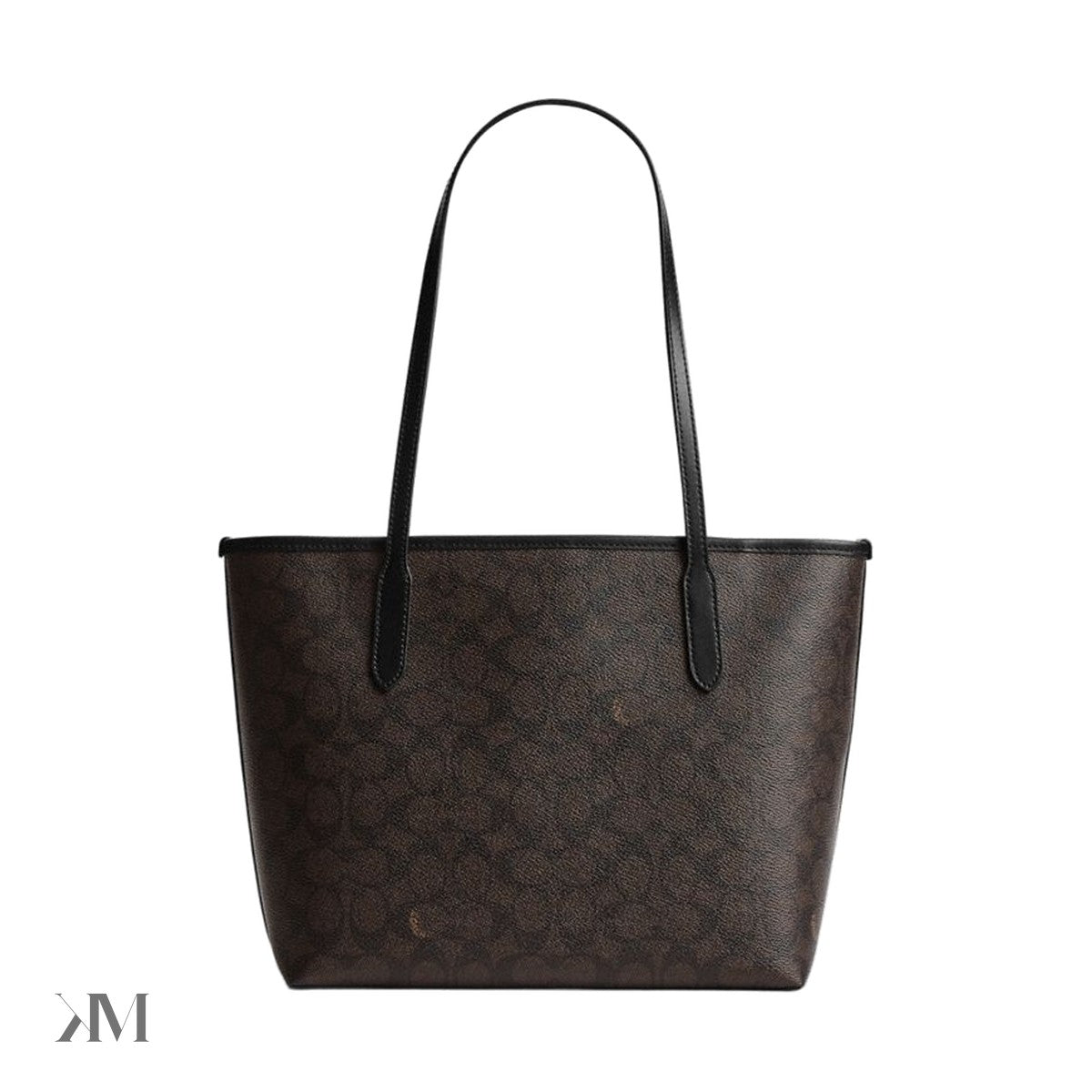 Coach Medium City Tote Bag In Signature Canvas Gold Walnut Black