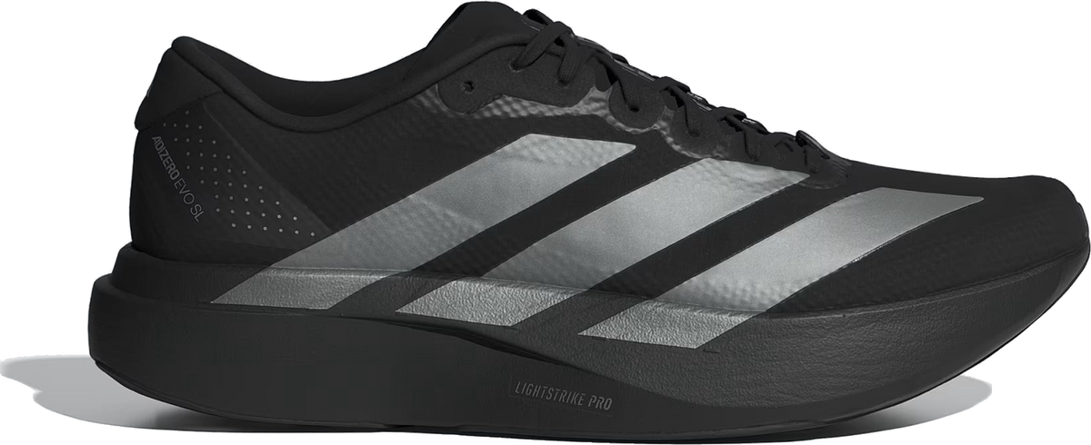 Adidas Adizero Evo SL Men's Core Black Iron Metallic Carbon, side profile