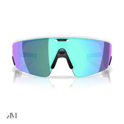 Oakley Meta Vanguard Prizm Sapphire Glasses with White Frame, front