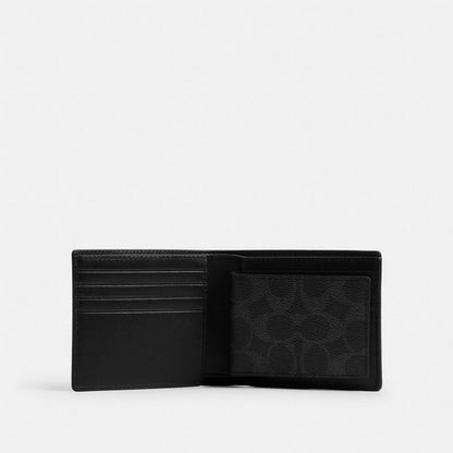 Coach 3 In 1 Wallet In Signature Canvas Black Signature