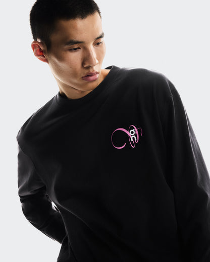 on club long-t graphic Black