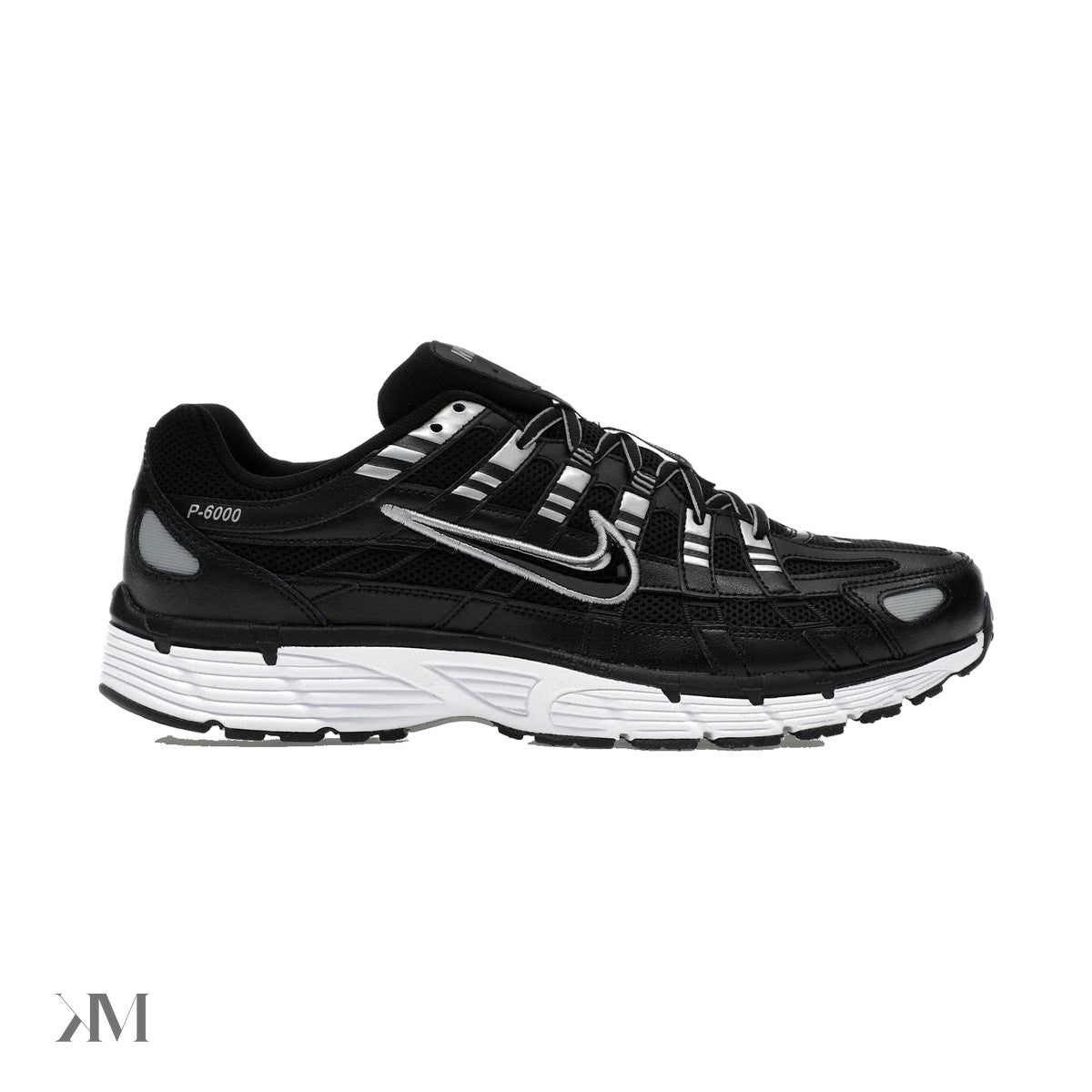 Nike P-6000 Black White Metallic Silver, side profile