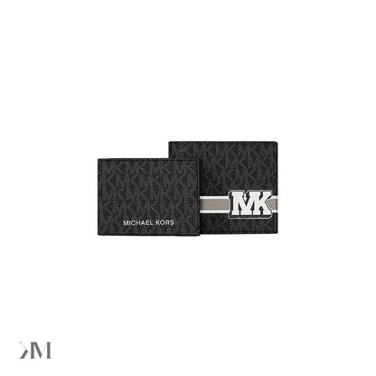 Cooper Striped Signature Logo Billfold Wallet With Passcase Black Combo Black Combo