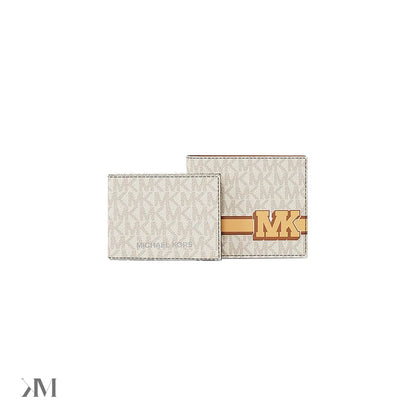 Cooper Striped Signature Logo Billfold Wallet With Passcase Vanilla Combo Vanilla Combo