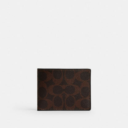 Coach Slim Billfold Wallet In Signature Canvas Maple