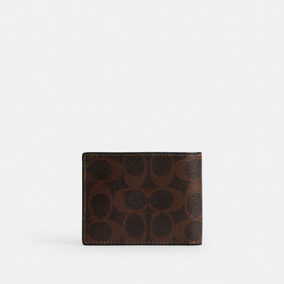 Coach Slim Billfold Wallet In Signature Canvas Maple