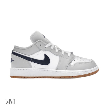 Jordan 1 Low White Neutral Grey Gum Midnight Navy Gs