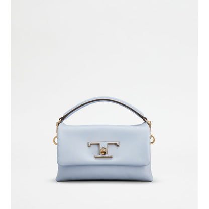 Tods T Timeless Flap Bag In Leather Micro Light Blue