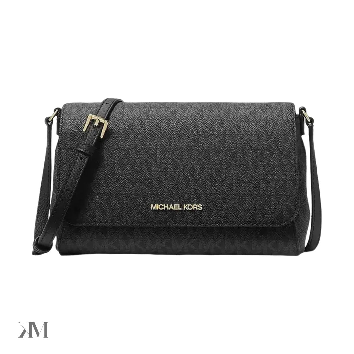 Michael Kors Black Jet Set Logo Medium Cross Body Bag