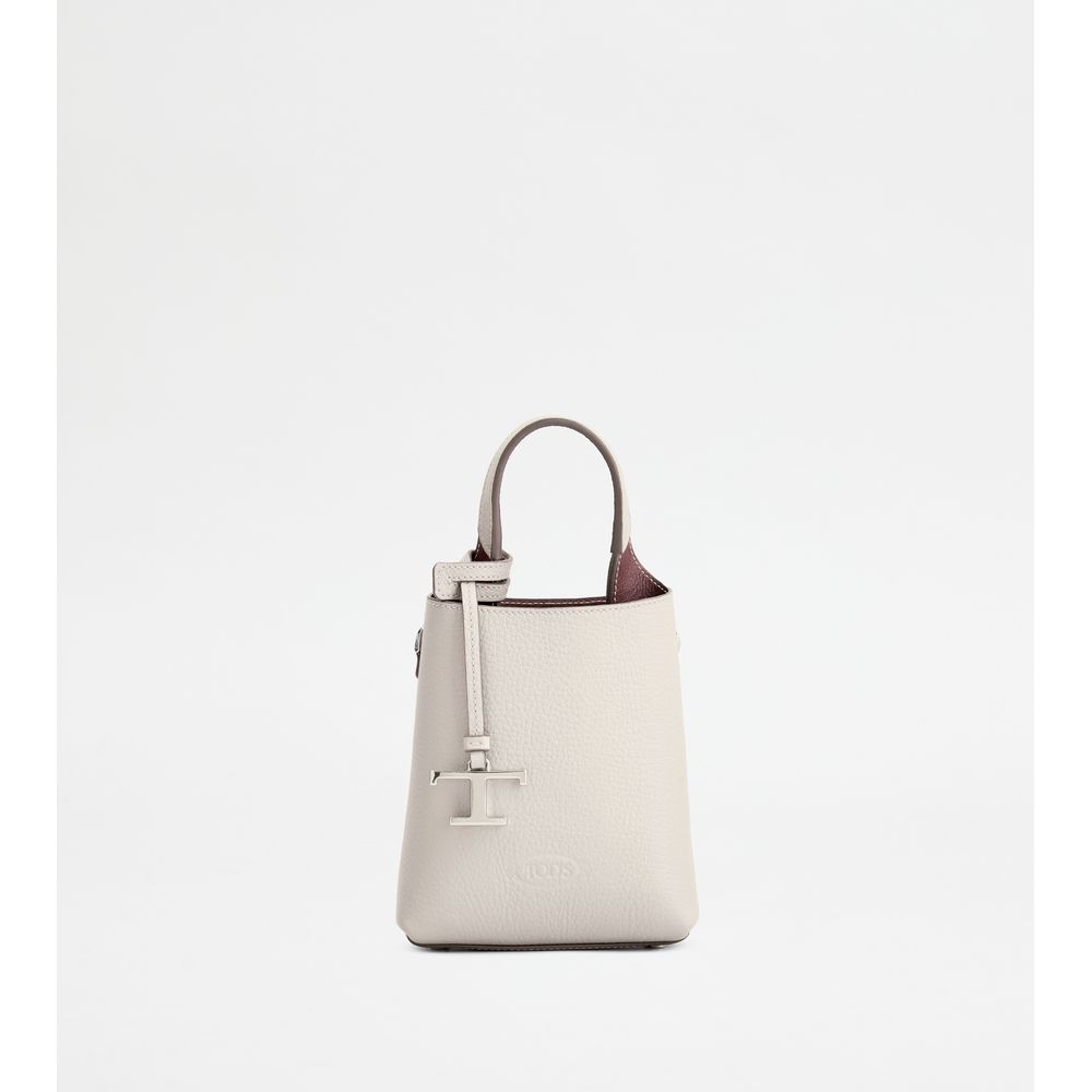 Tods Micro Bag In Leather White Burgundy
