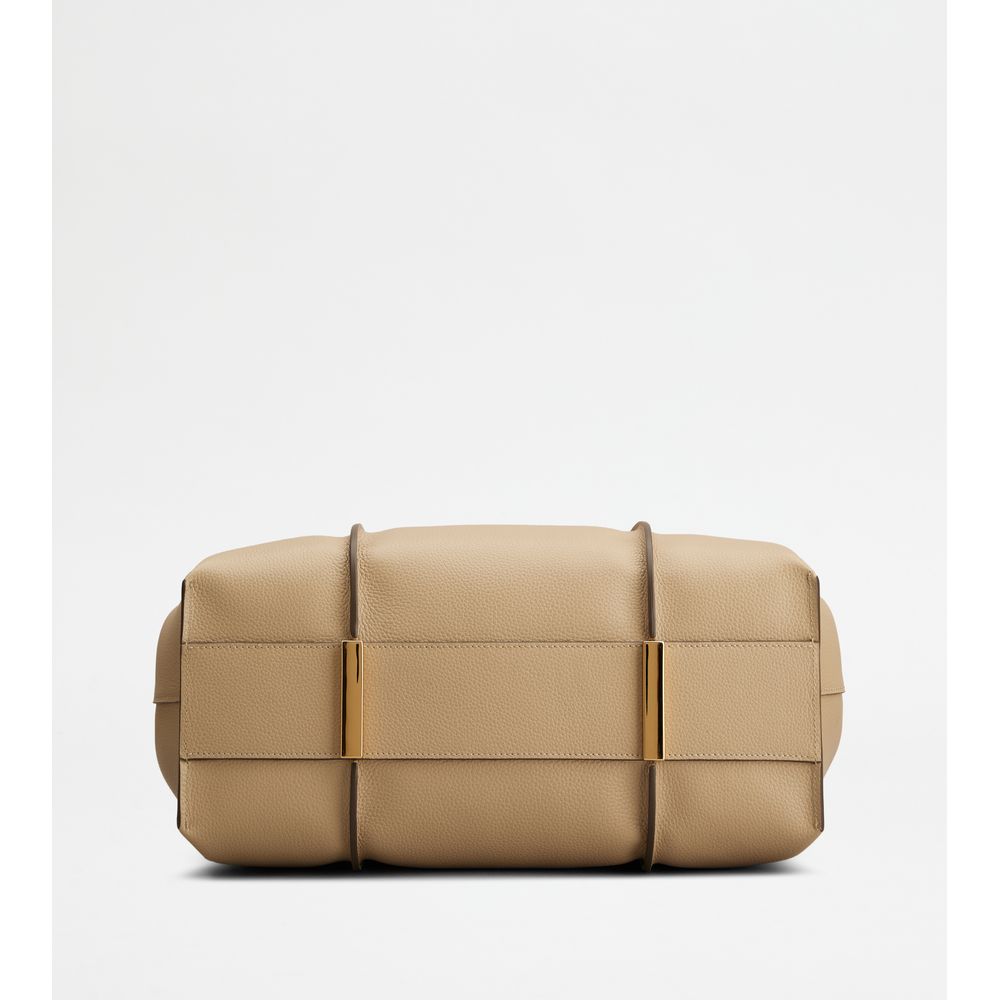 Tods T Timeless Shopping Bag In Leather Medium Beige
