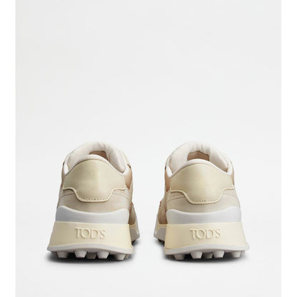 Tods Sneakers In Suede And Smooth Leather Off White Beige White Mens