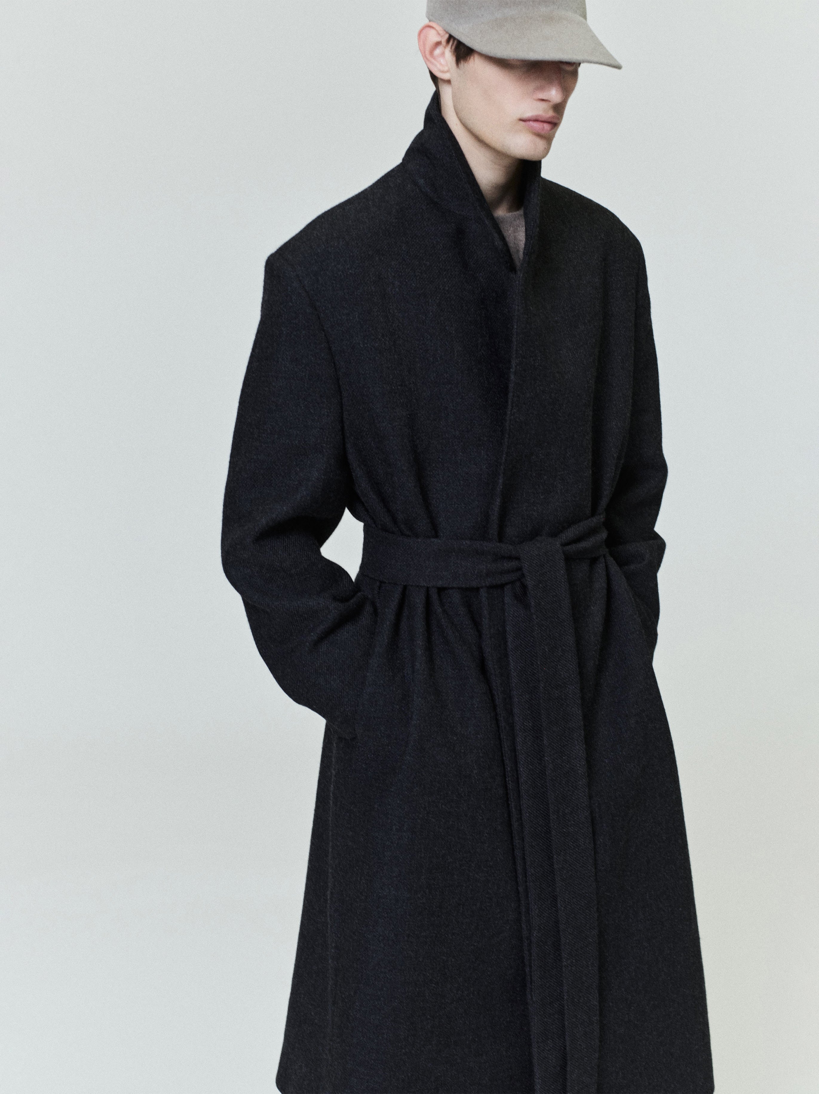 Essentials Shetland Wool Classic Overcoat Black