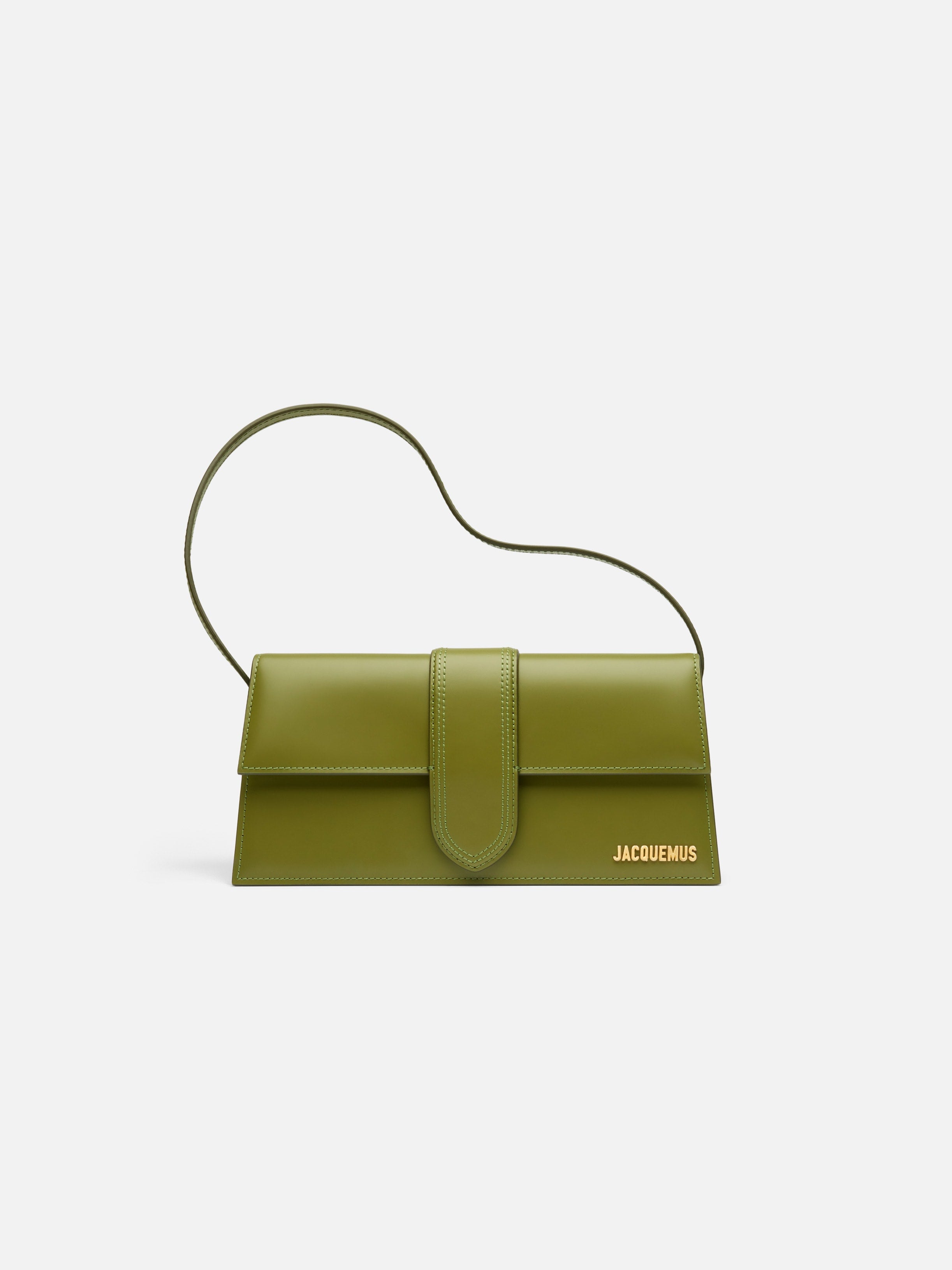 Jacquemus The Long Bambino Leather Structured Shoulder Bag Khaki