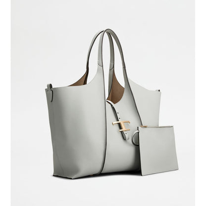 Tods T Timeless Shopping Bag In Leather Medium Grey
