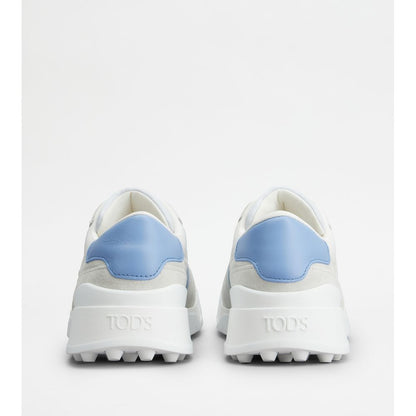 Tods Sneakers In Suede And Smooth Leather White Blue Mens