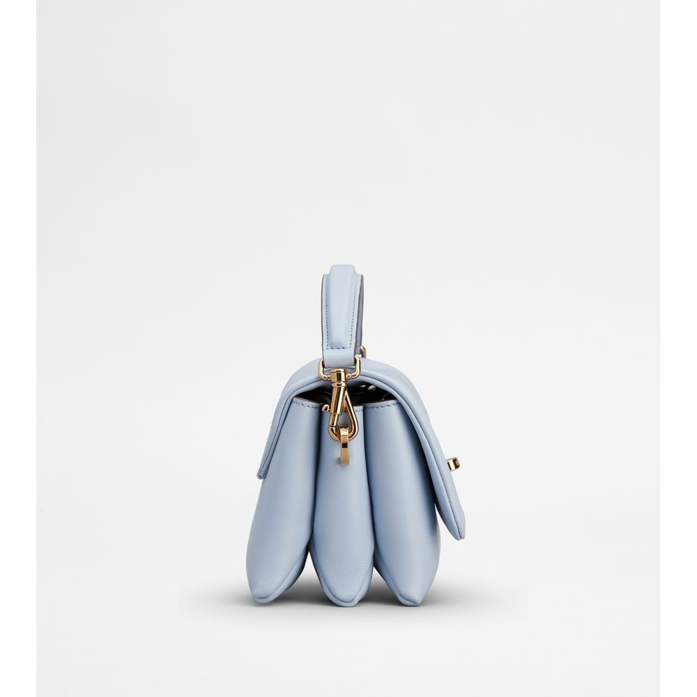 Tods T Timeless Flap Bag In Leather Micro Light Blue