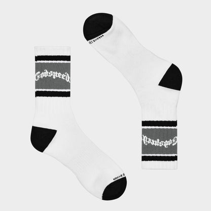 Godspeed Og Logo Striped Sock (White / Grey)