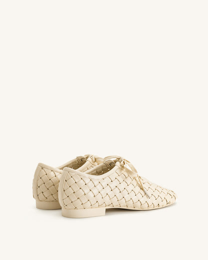 Jw Pei Kayla Weave Strap Flat Shoes Beige