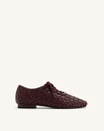 Jw Pei Kayla Weave Strap Flat Shoes Claret Red