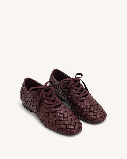 Jw Pei Kayla Weave Strap Flat Shoes Claret Red