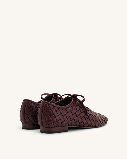 Jw Pei Kayla Weave Strap Flat Shoes Claret Red