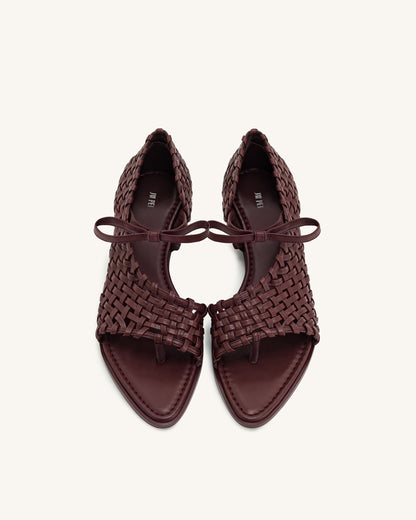 Jw Pei Jocelyn Weave Strap Flip Flops Claret Red