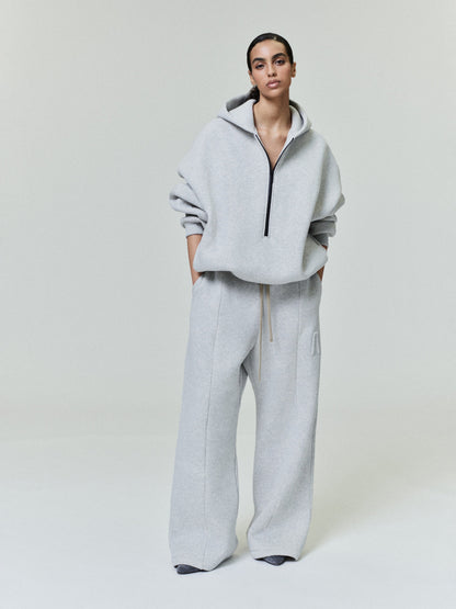 Essentials Athletics Half Zip Hoodie Melange Grey