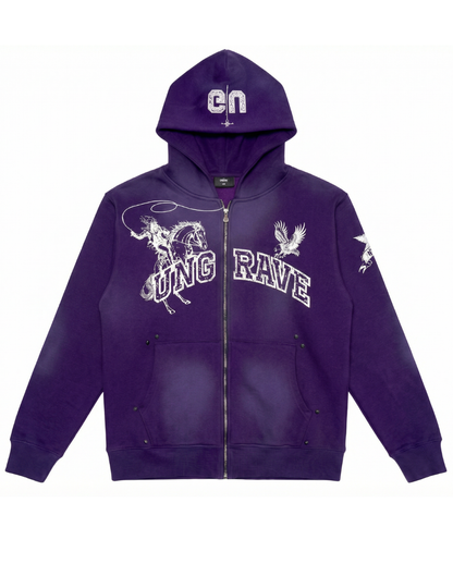 PURPLE GRUNGE ZIPPER HOODIE