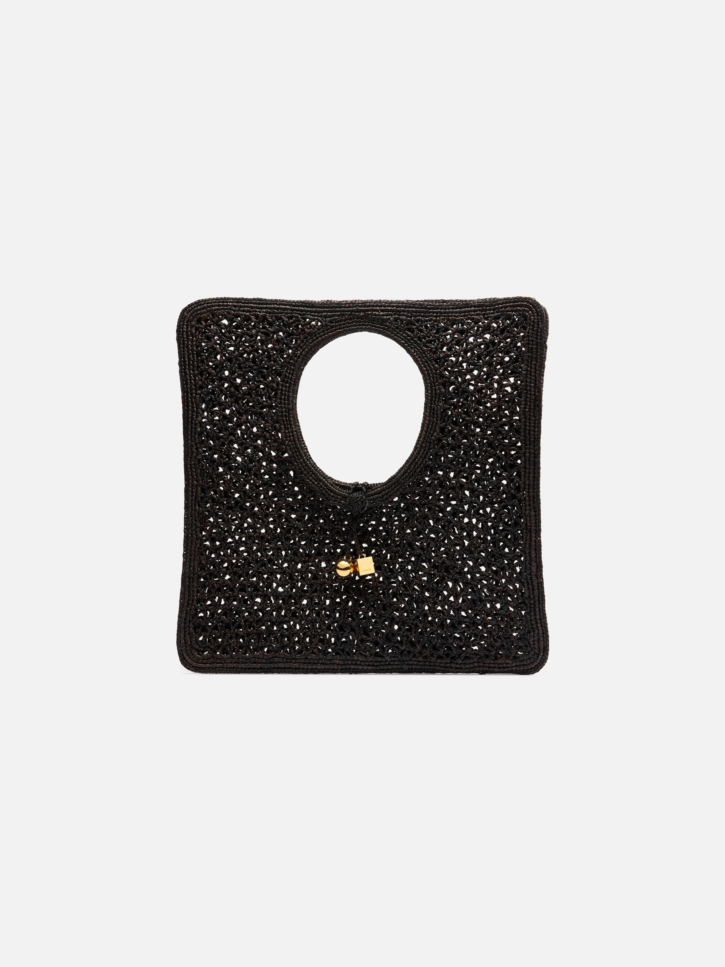 Jacquemus The Spiaggia Square Bag Raffia Square Bag Black
