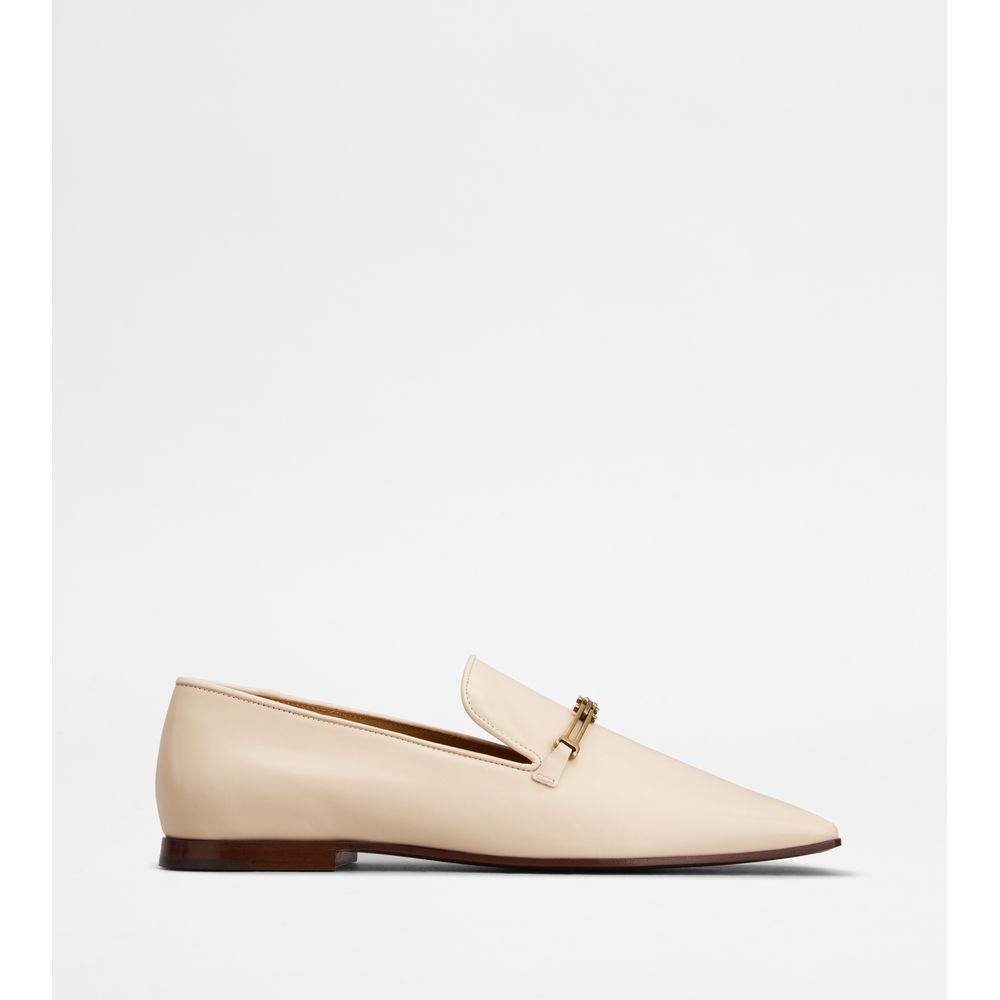 Tods Loafers In Leather Beige Womens