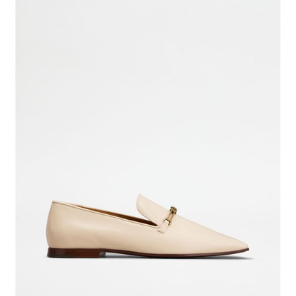 Tods Loafers In Leather Beige Womens